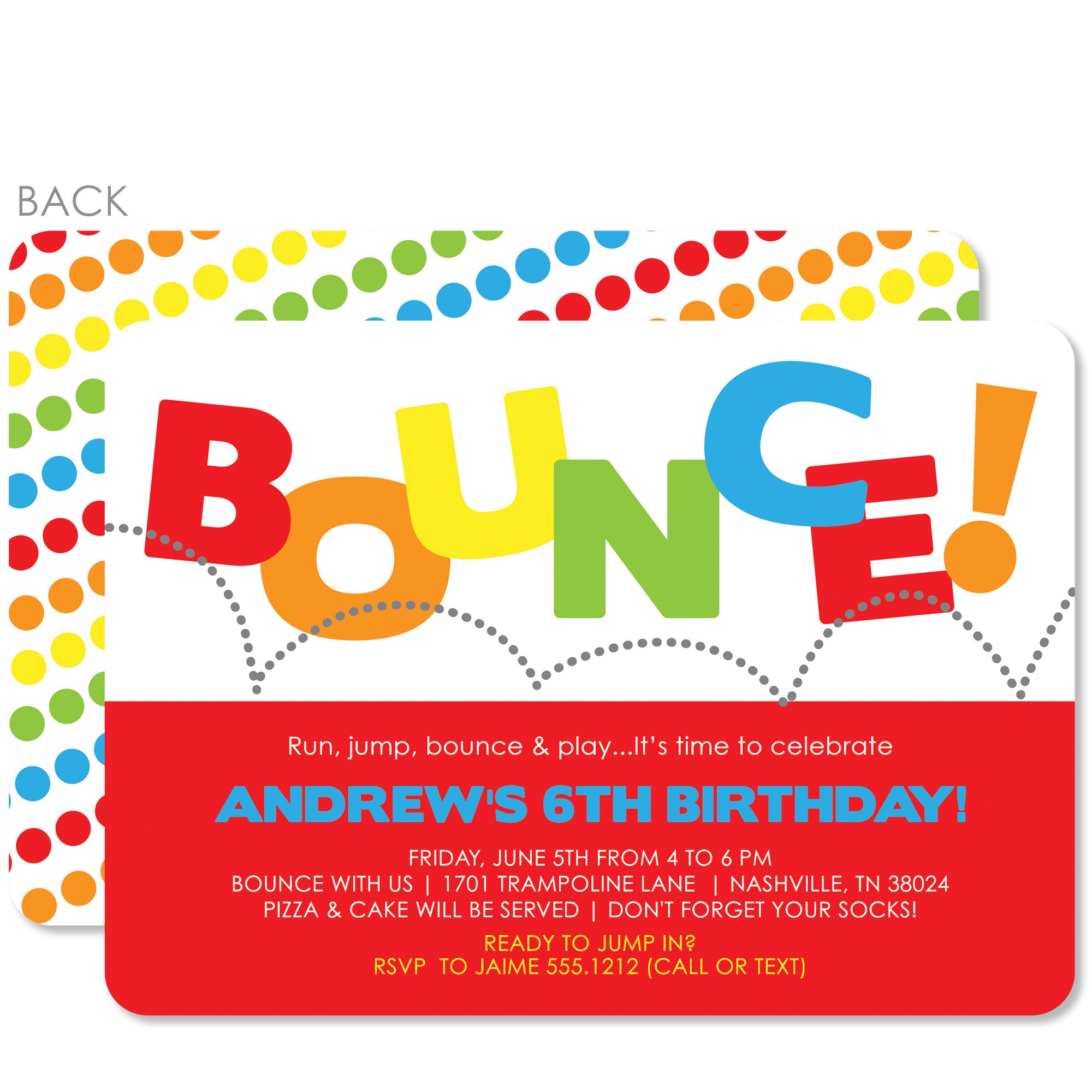 Bounce Birthday Invitation | Pipsy.com | Red