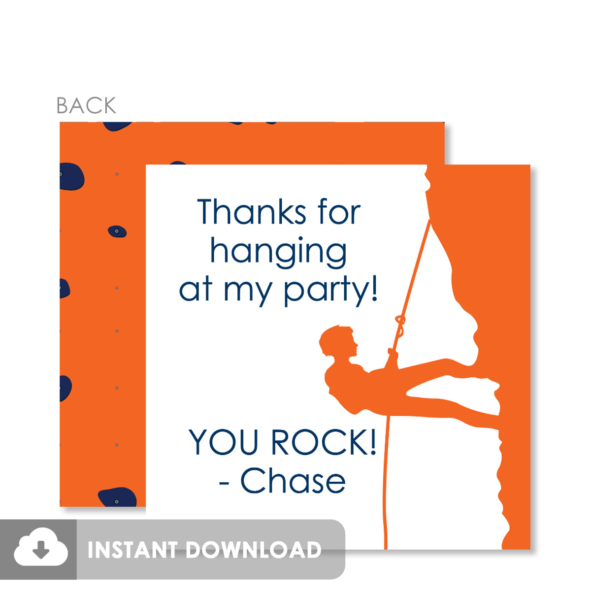 Boy Rock Climbing Favor Tag, Instant Download DIY, Templett, PIPSY.COM