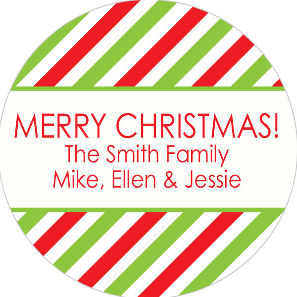 red and green striped gift stickers