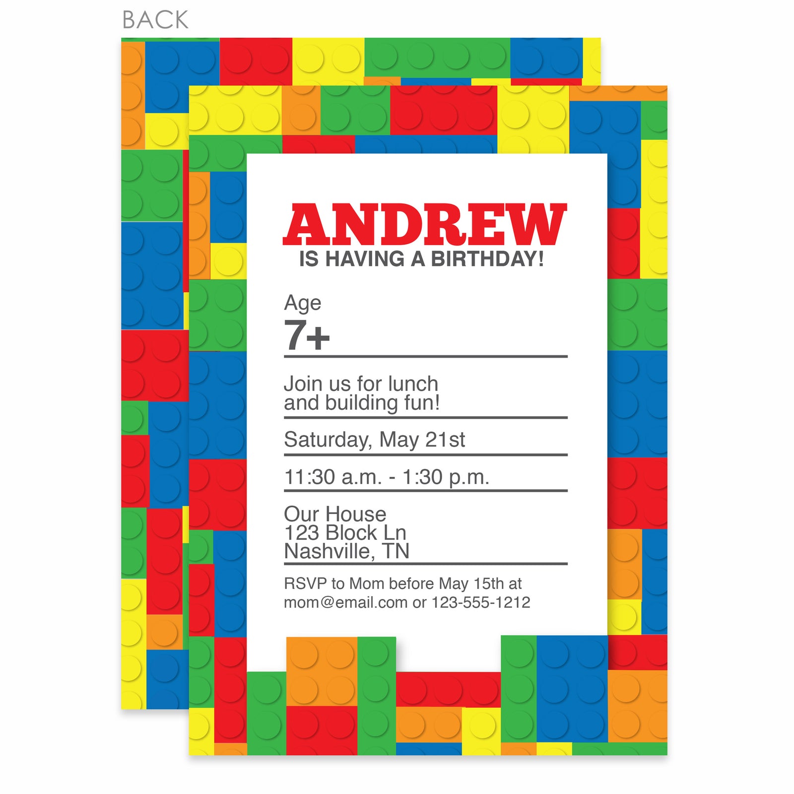 Building Block Toy Birthday Invitation, Pipsy.com