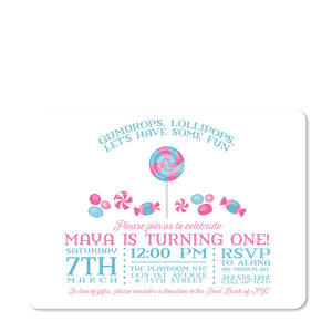 Candy Party Birthday Invitation | Pipsy.com (front view)
