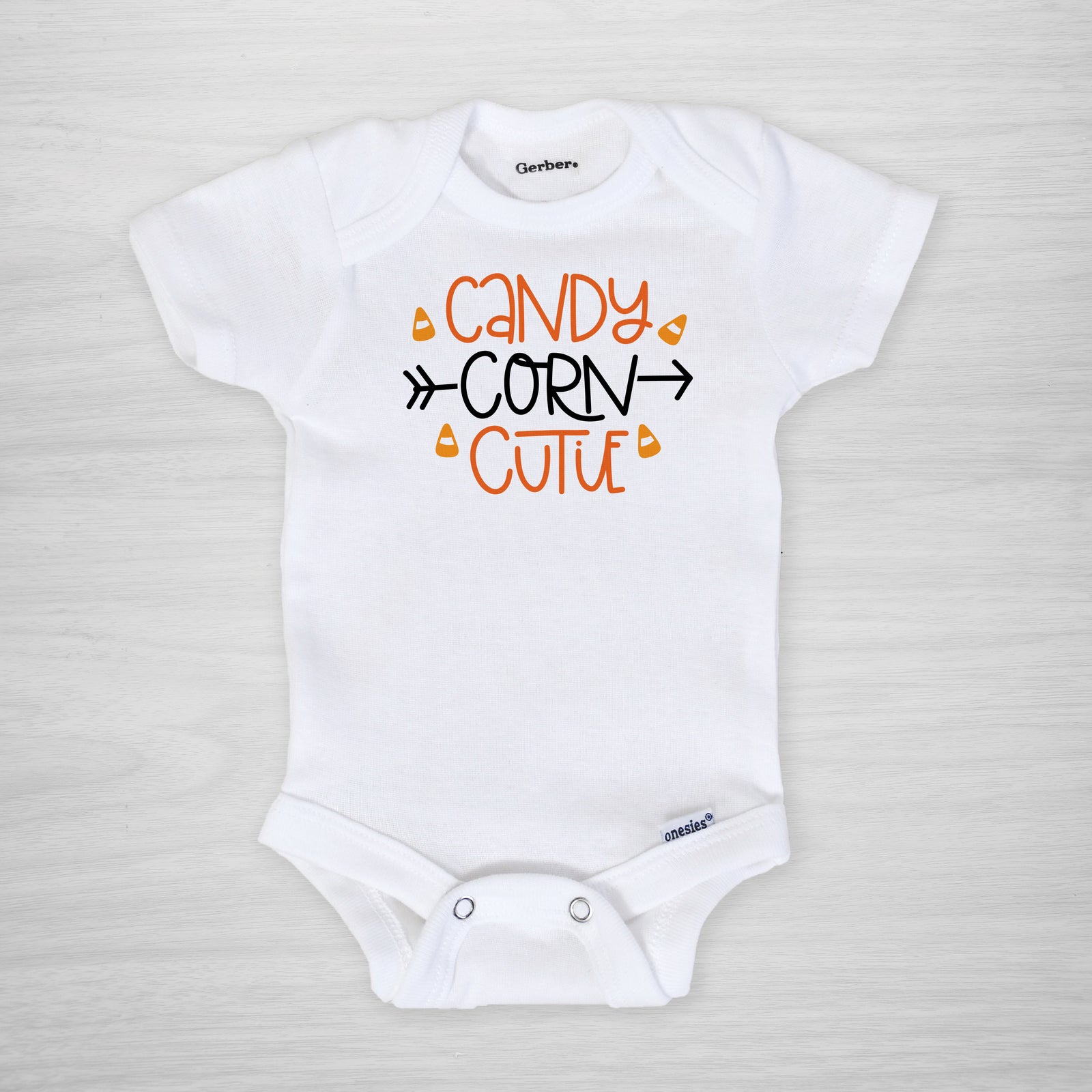 Candy Corn Cutie Halloween Gerber Onesie®, short sleeved