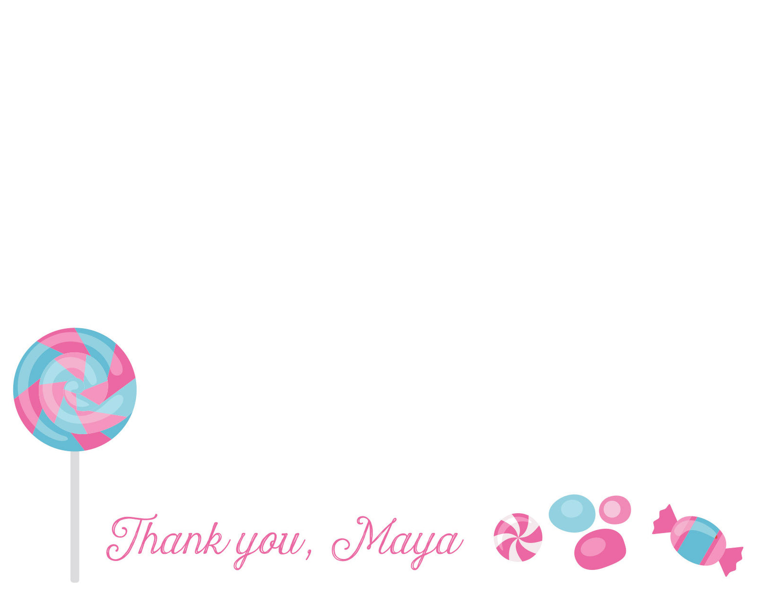 Candy party thank you notecards- two sided, Pipsy.com