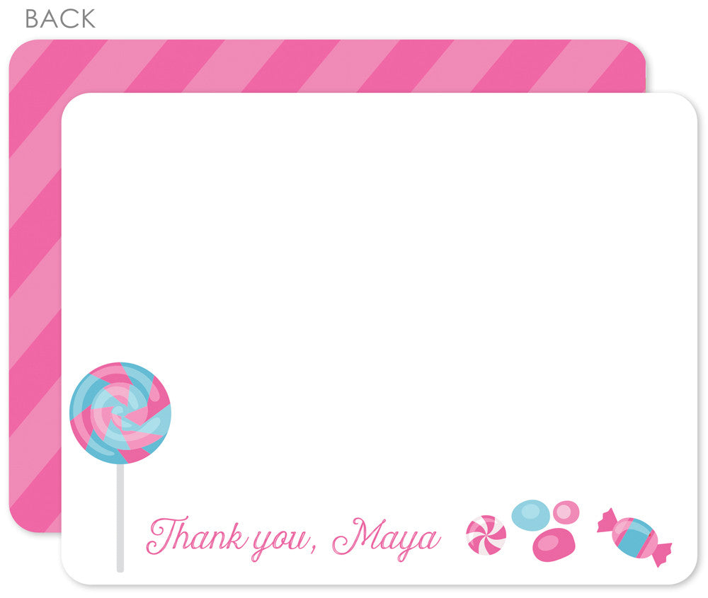 Candy party thank you notecards- two sided, Pipsy.com