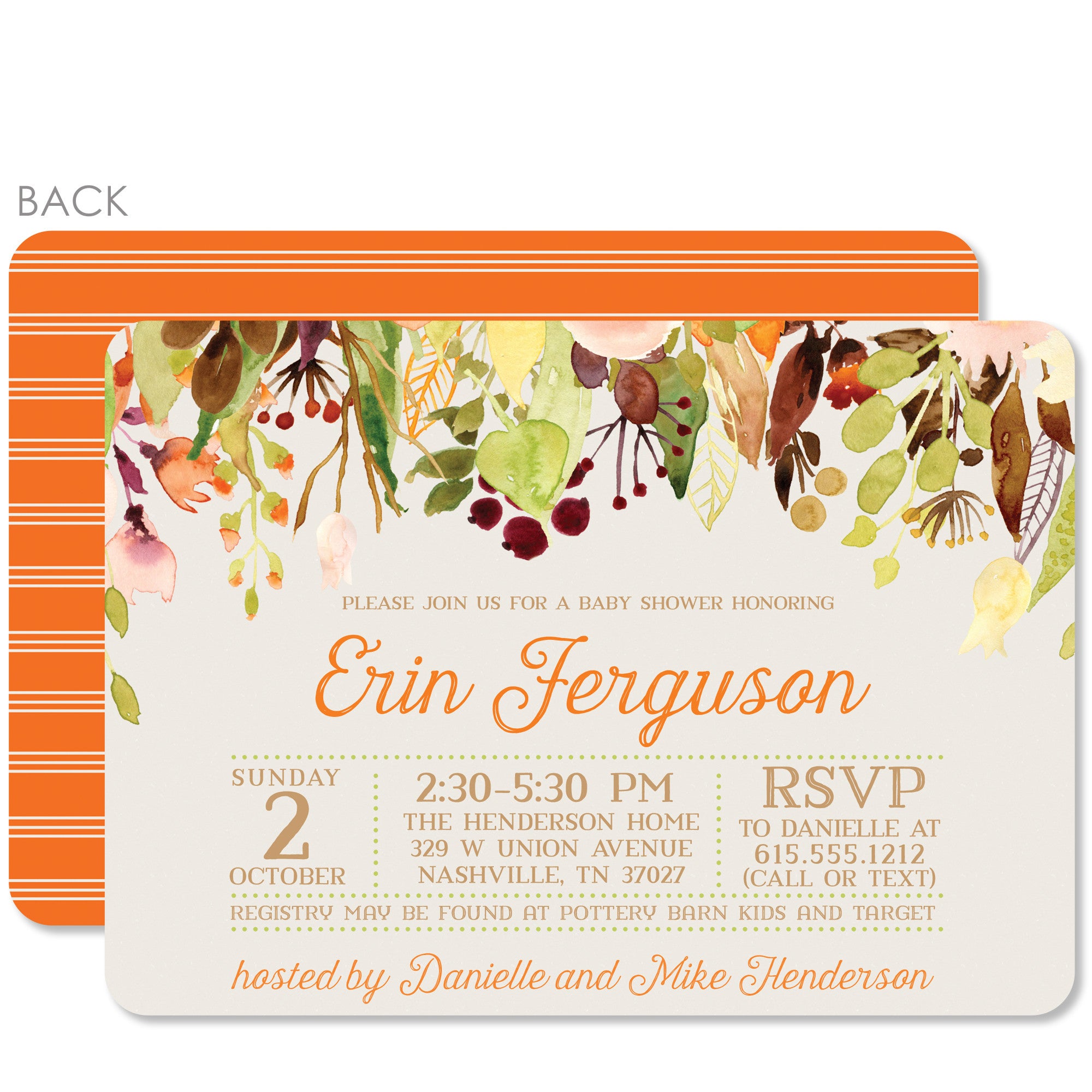 Cascading Flowers Baby Shower Invitation in Watercolor | Swanky Press