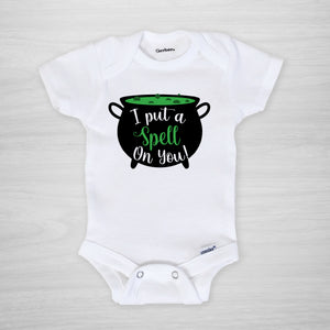 "I put a spell on you" witch's cauldron Halloween Onesie®, short sleeved