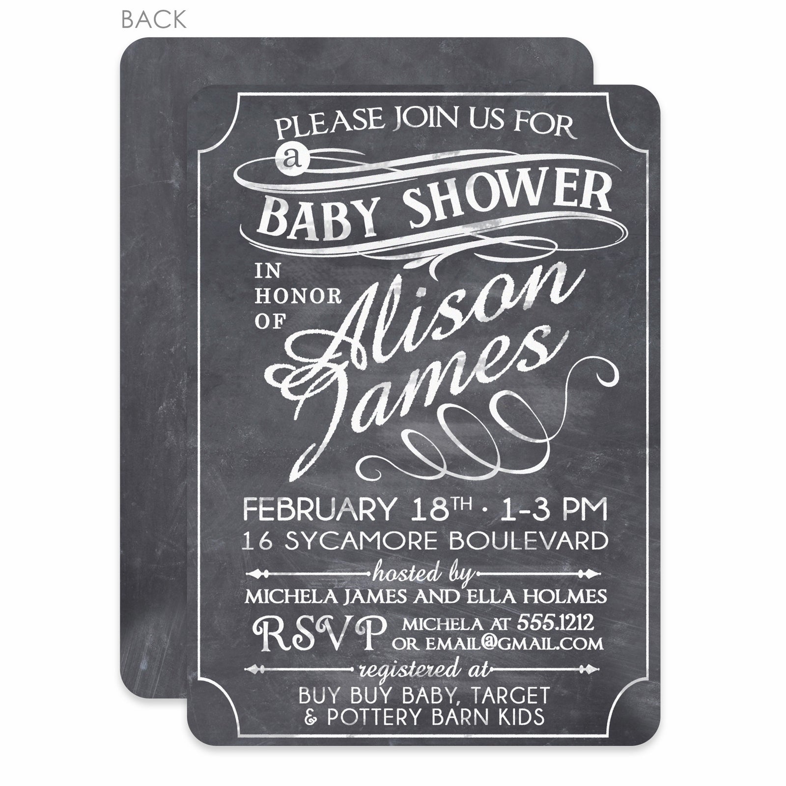 Chalkboard Baby Shower Invitation