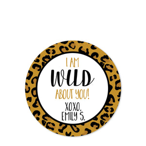 Cheetah Border Stickers | 2.5" Round Valentine's Day Sticker for candy bag | Classroom Party | Personalized stickers | PIPSY.COM