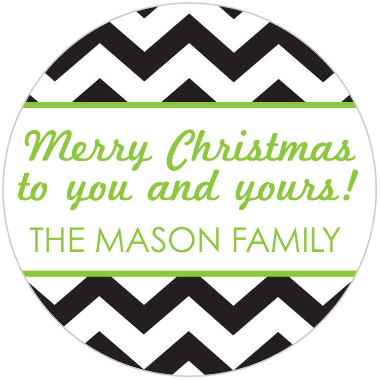 Black chevron with lime gift stickers