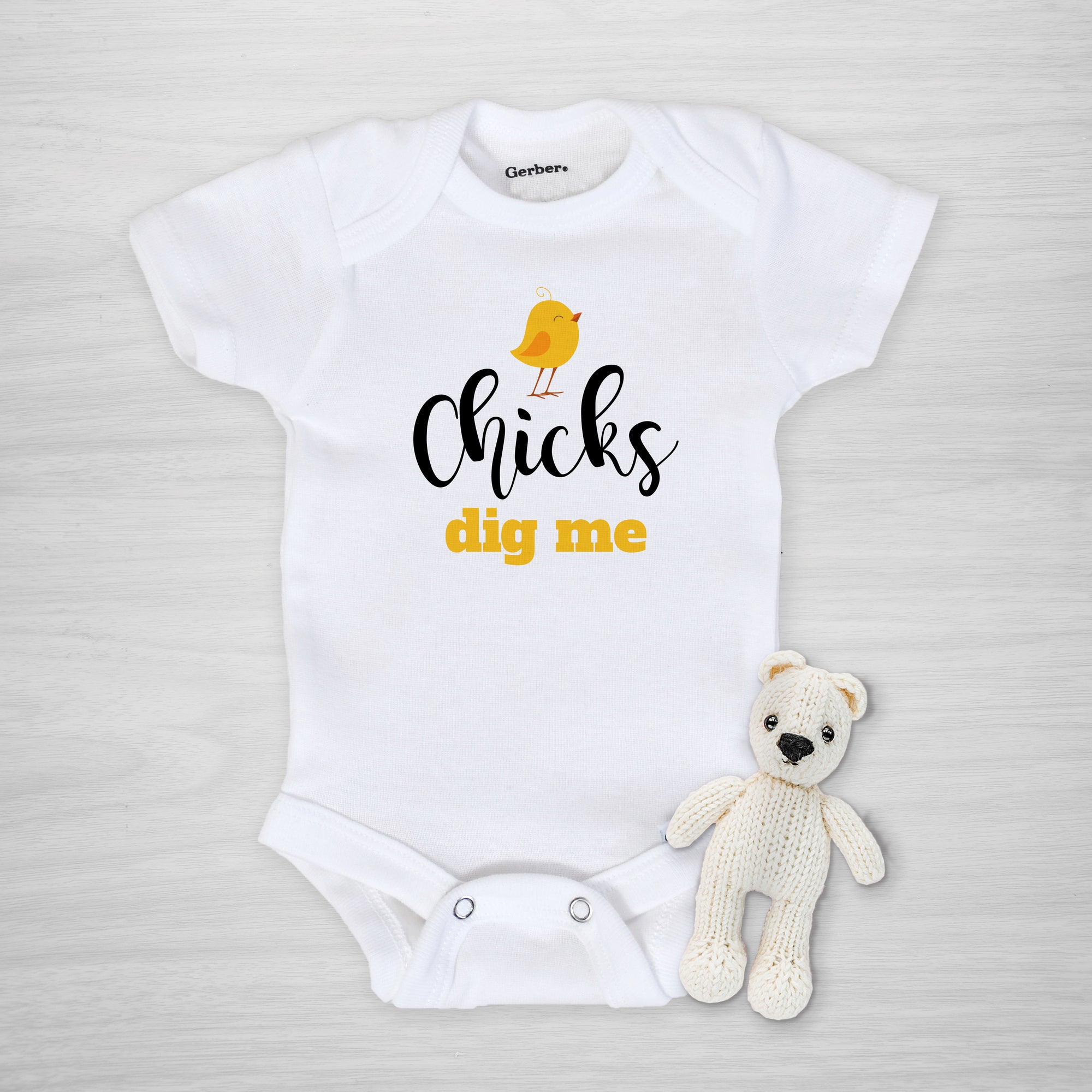 Chicks Dig Me Adorable Gerber Onesie - Perfect for Easter, long sleeved