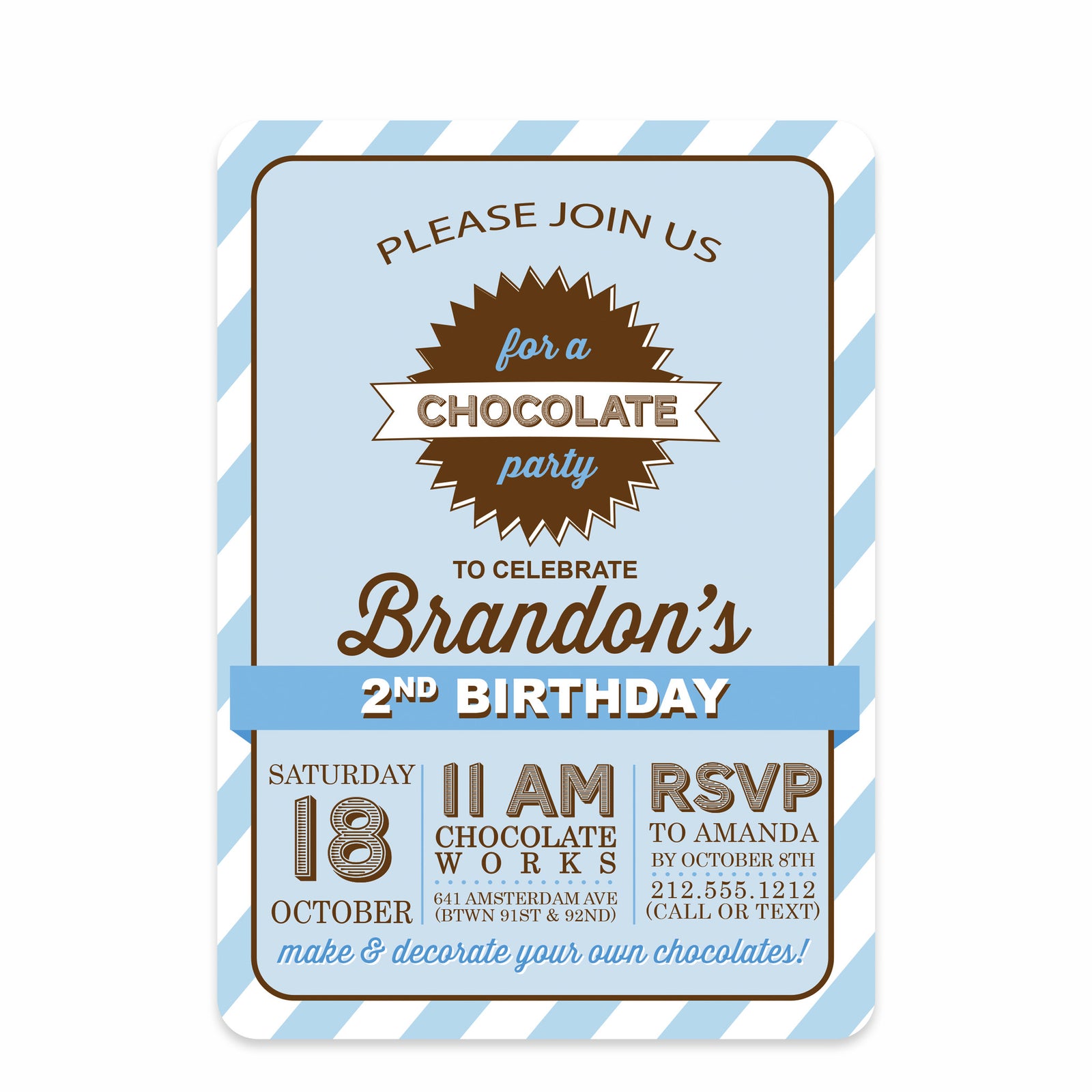 Chocolate Party Birthday Invitation | Pipsy.com | Blue