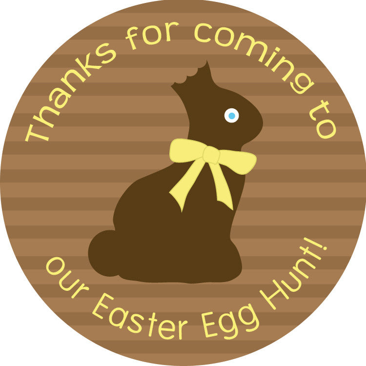 Chocolate bunny brown and yellow round gift sticker for Easter