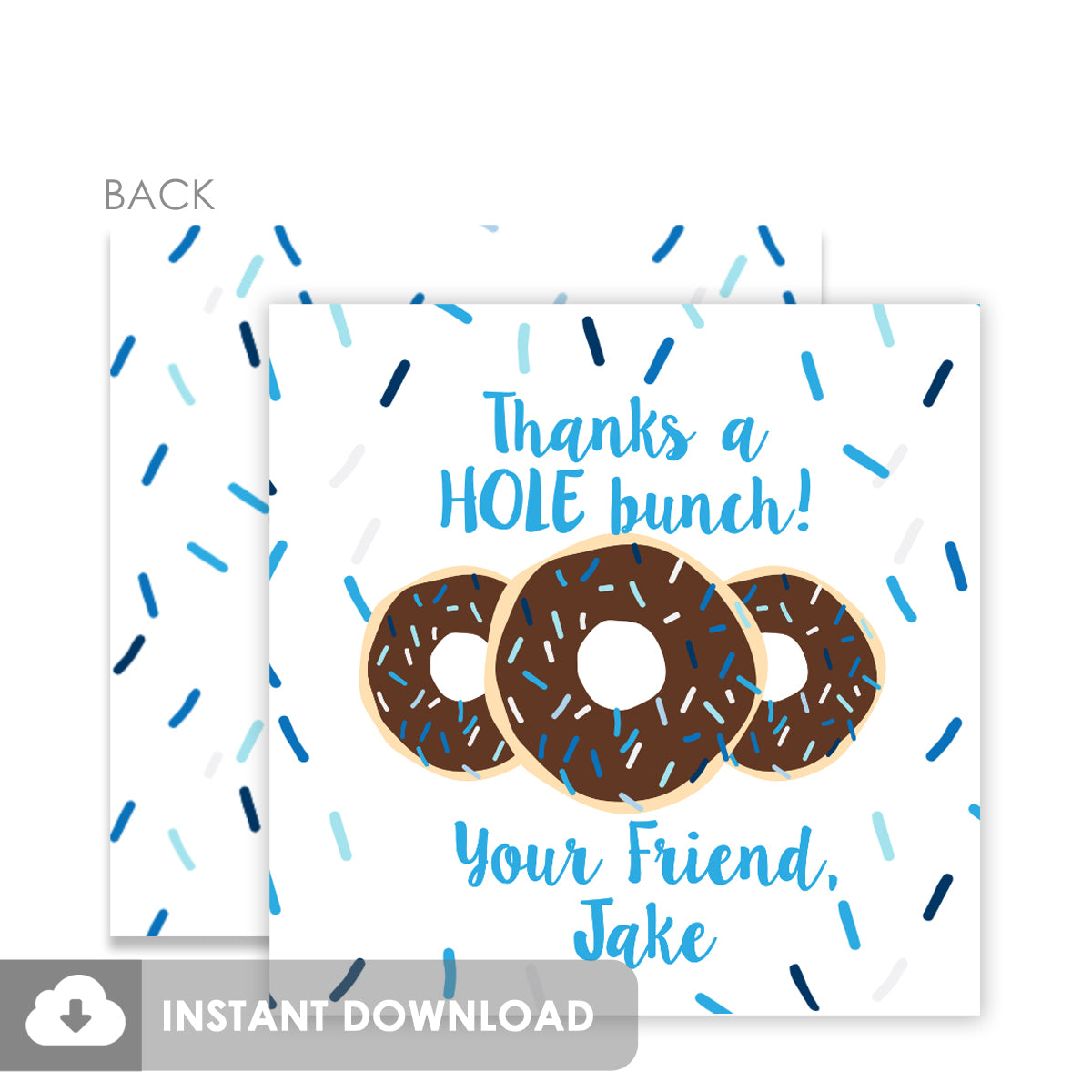 Donut Favor Tags, Instant Download, DIY Templett, PIPSY.COM