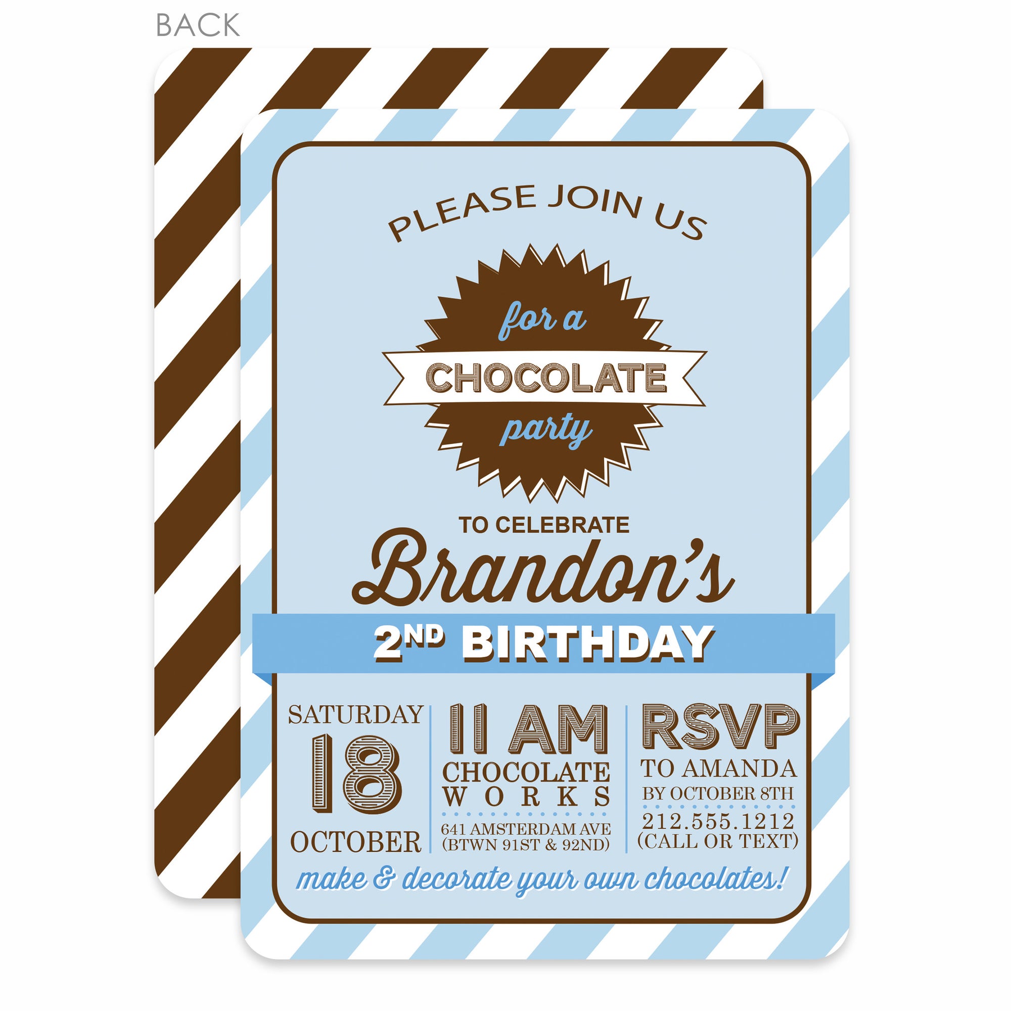 Chocolate Party Birthday Invitation | Pipsy.com | Blue