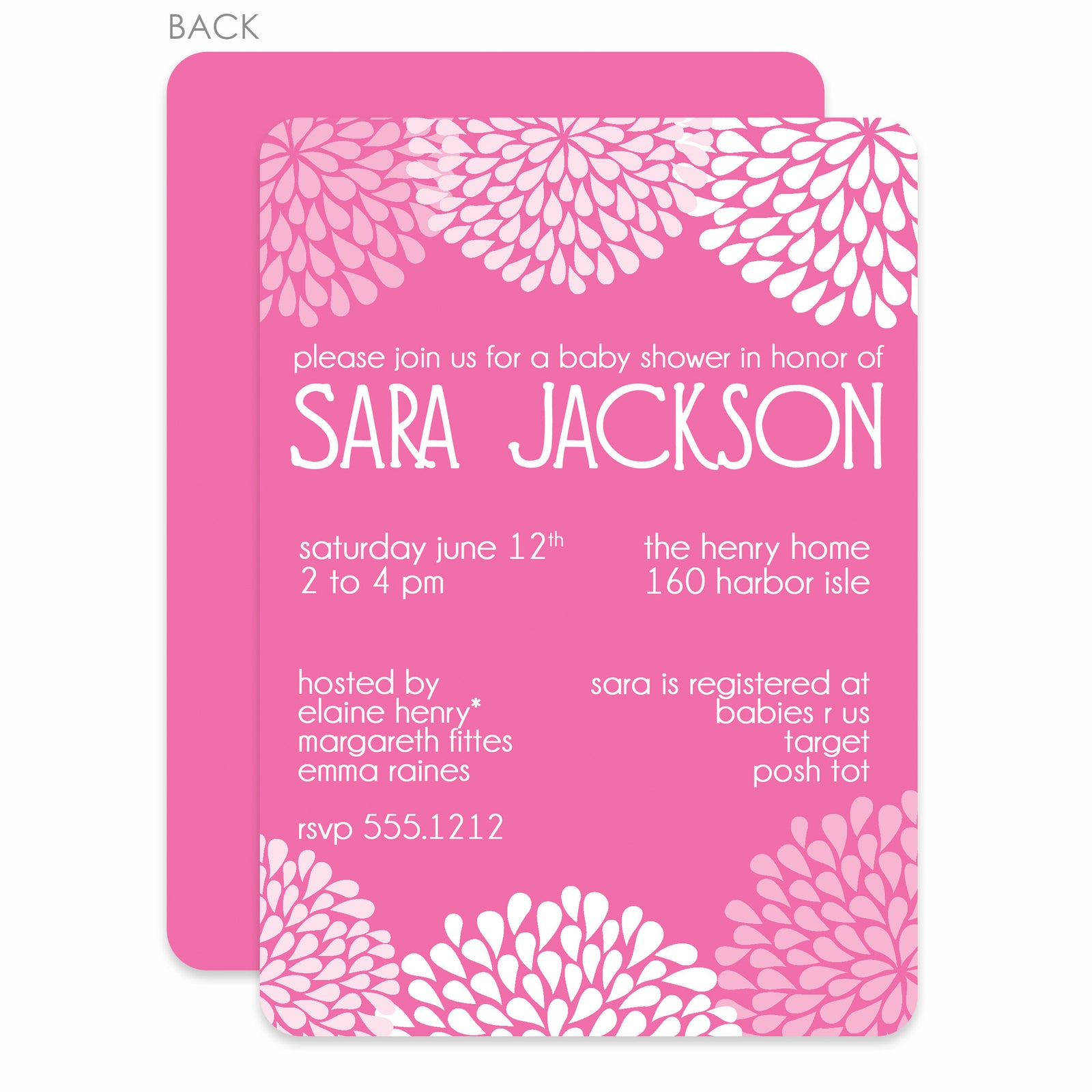 Chrysanthemum Pink Baby Shower Invitation
