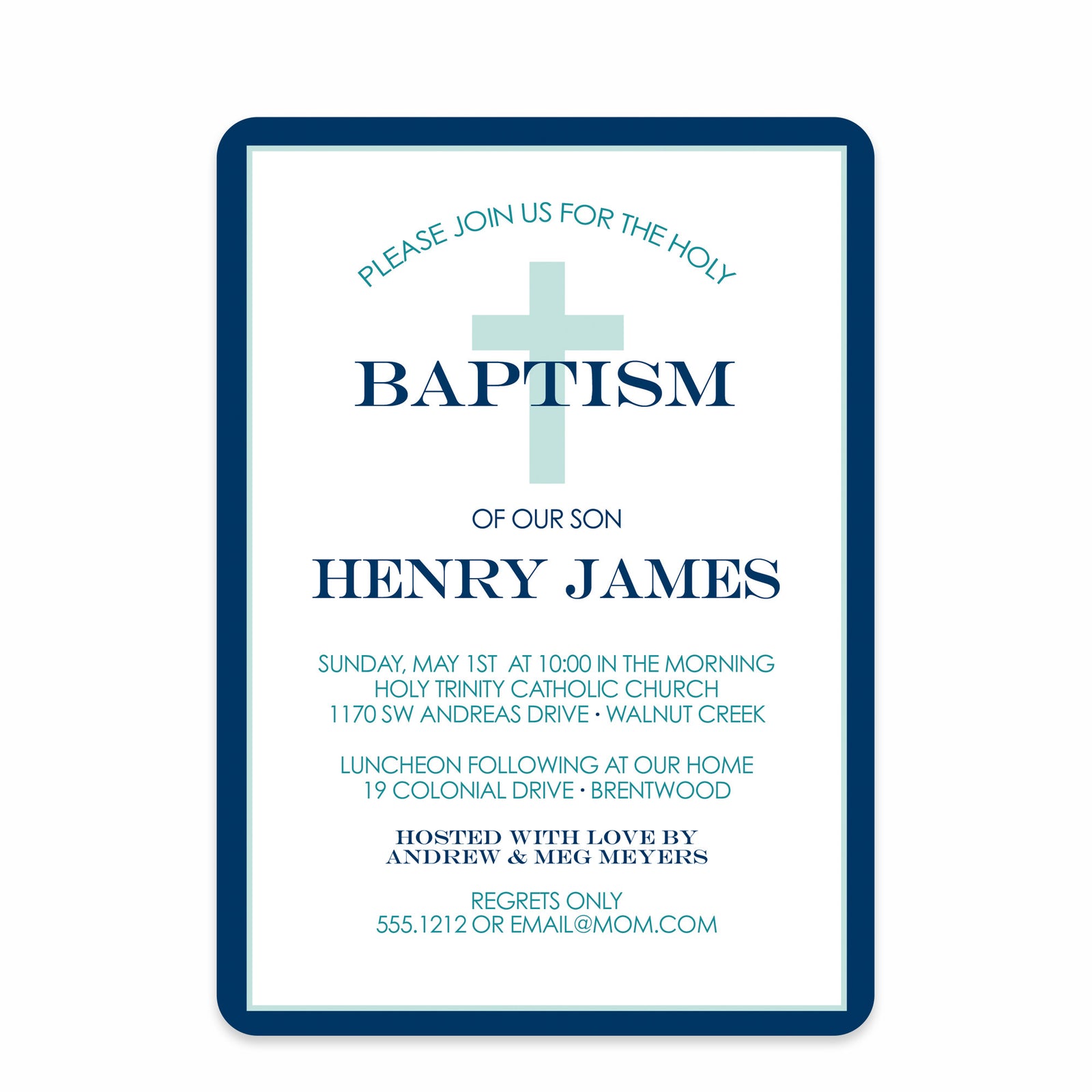 Classic Cross Invitation in Blue, Pipsy.com