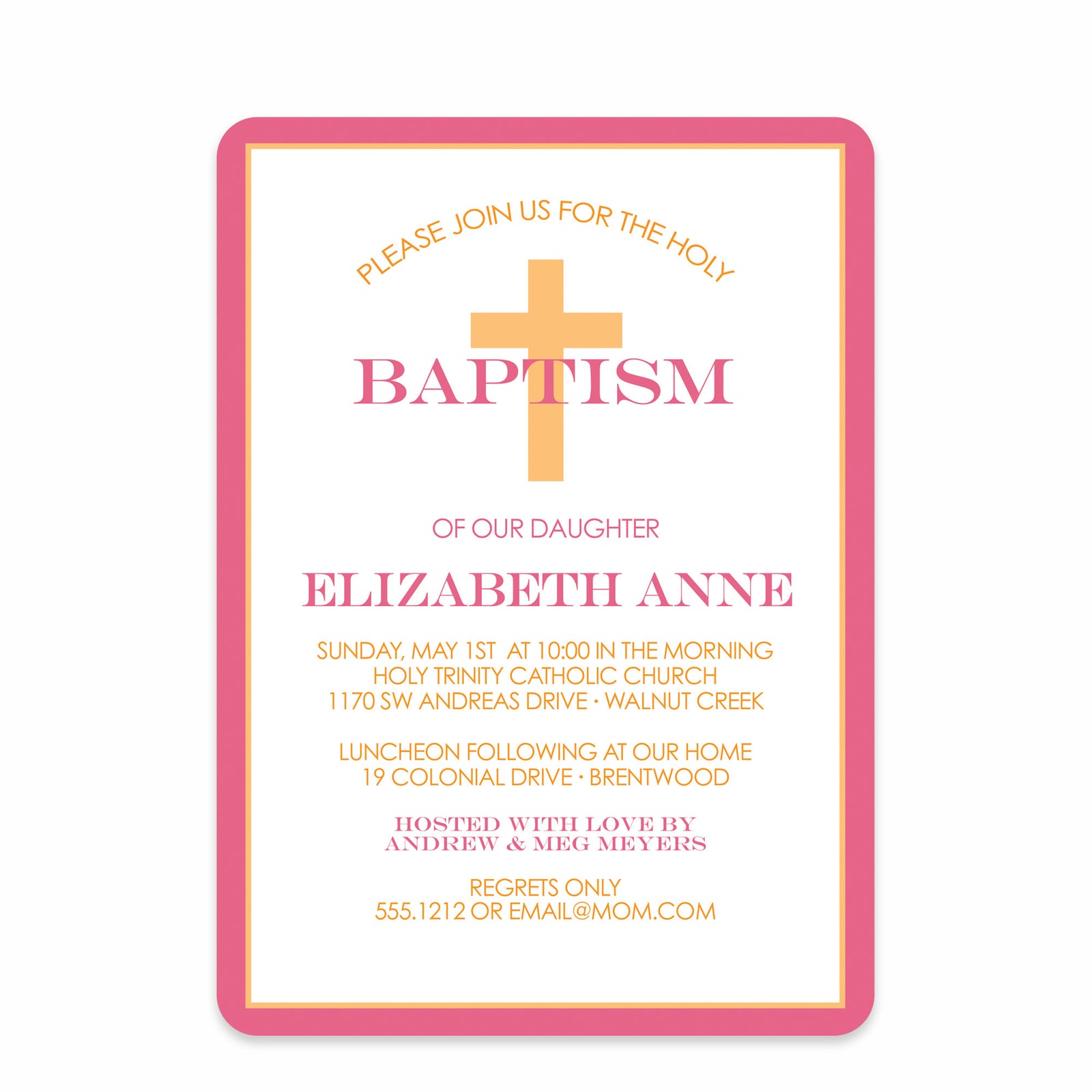 Classic Cross Religious Invitation, Pink, Pipsy.com