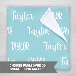 Classic Name Personalized Blanket, choose your favorite background color, Pipsy.com