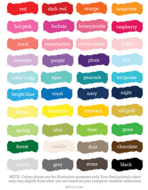 Personalized Custom Color Chart