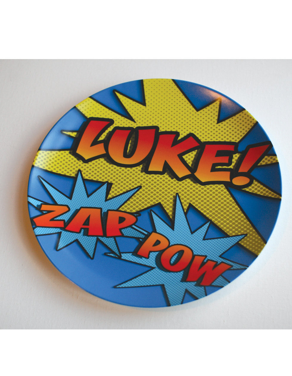 Superhero ThermoSāf® plate, personalized, dishwasher safe, Pipsy.com