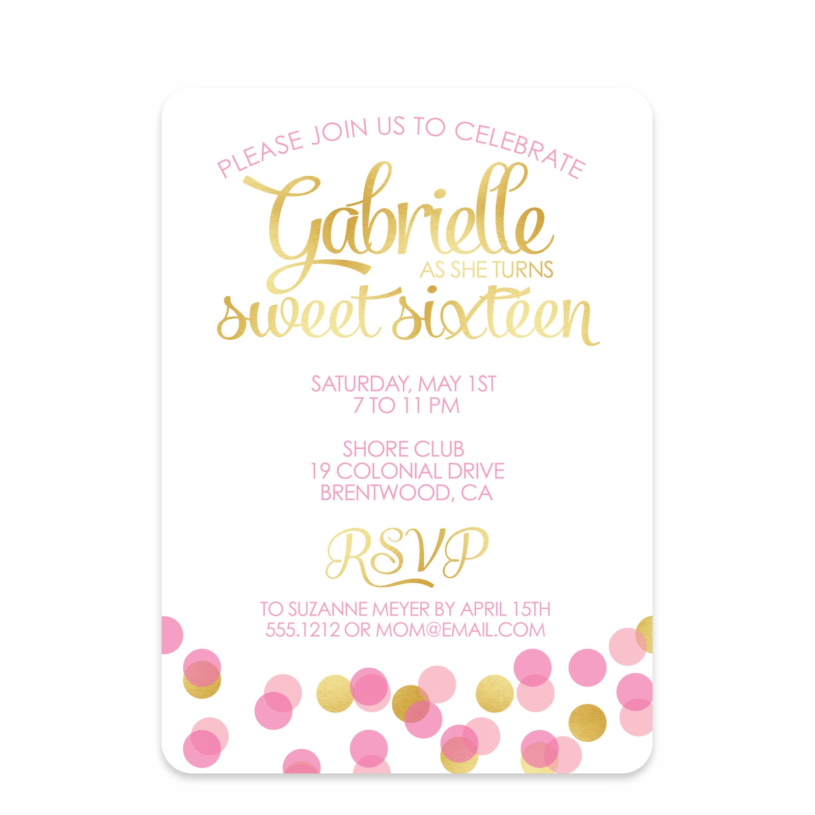 Confetti Sweet Sixteen Birthday Invitation | Pipsy.com