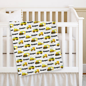 Construction Vehicles Personalized Blanket | PIPSY.COM