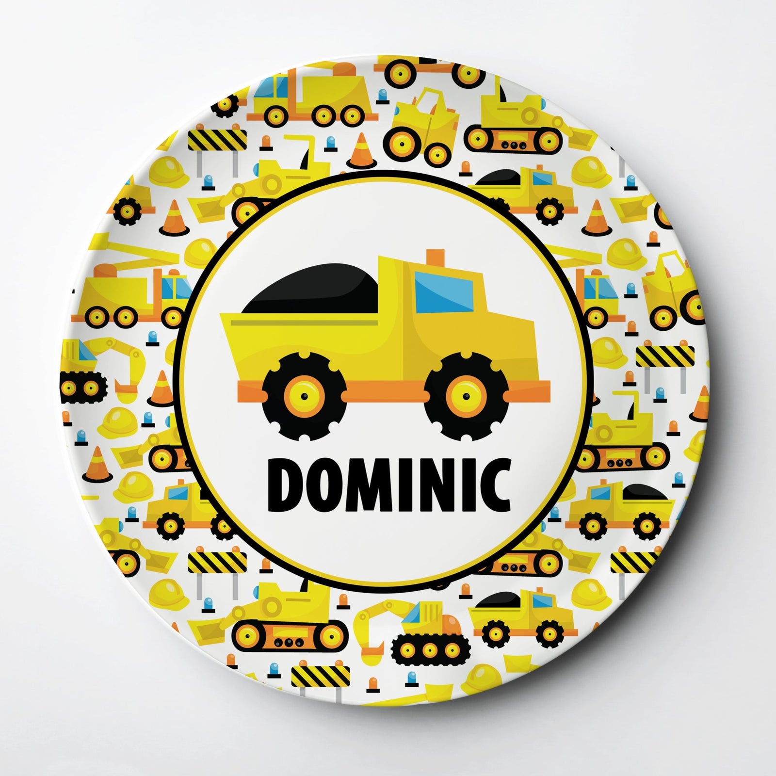 Personalized ThermoSāf® kids plate, dump truck dishwasher safe, Pipsy.com