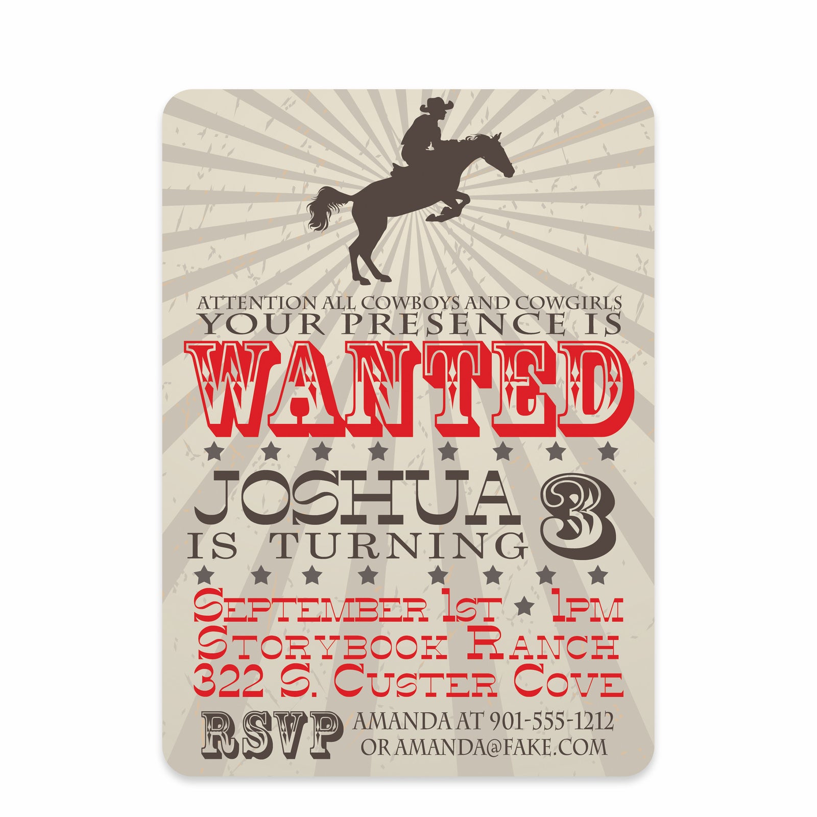 Cowboy On a Horse Birthday Invitation | Pipsy.com