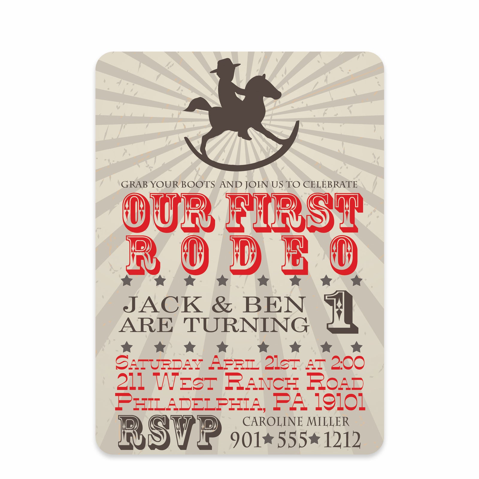Rocking Horse Cowboy Invitation | Pipsy.com | Red