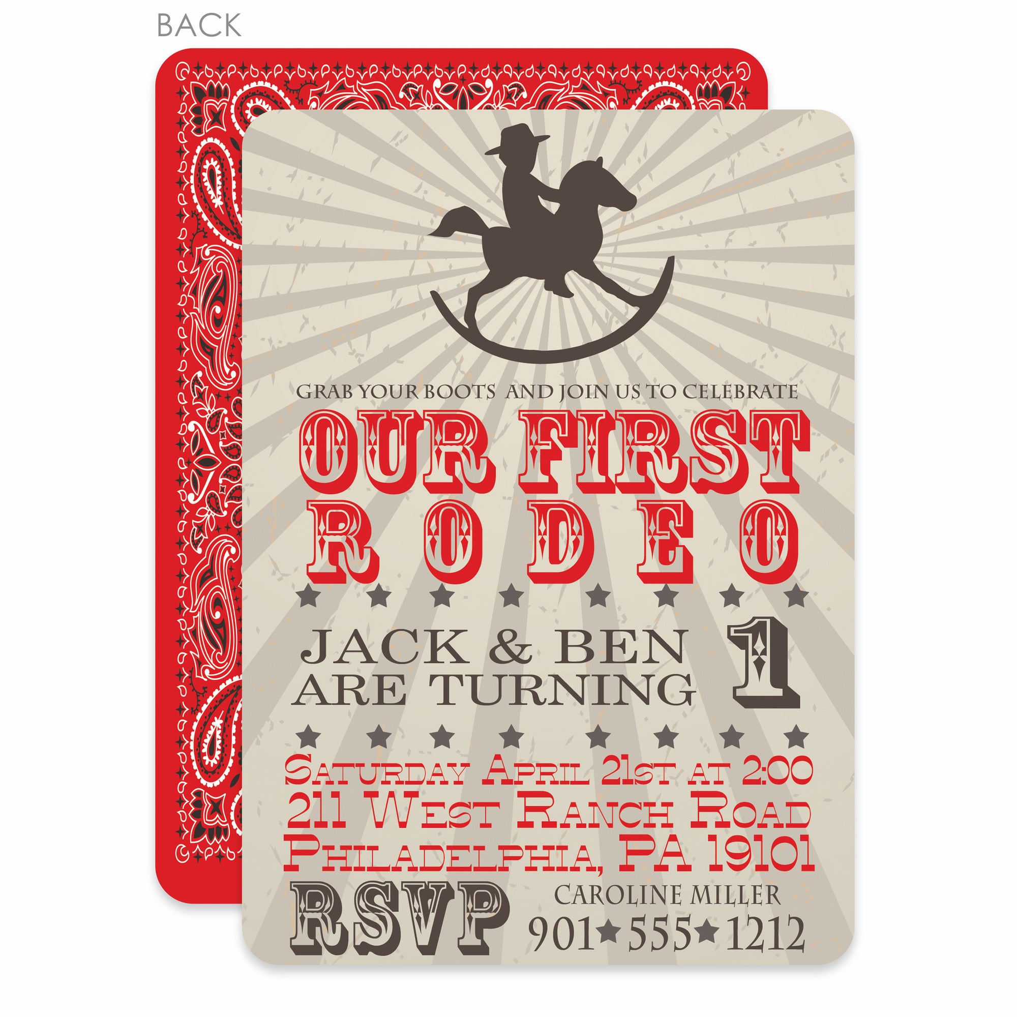 Rocking Horse Cowboy Invitation | Pipsy.com | Red