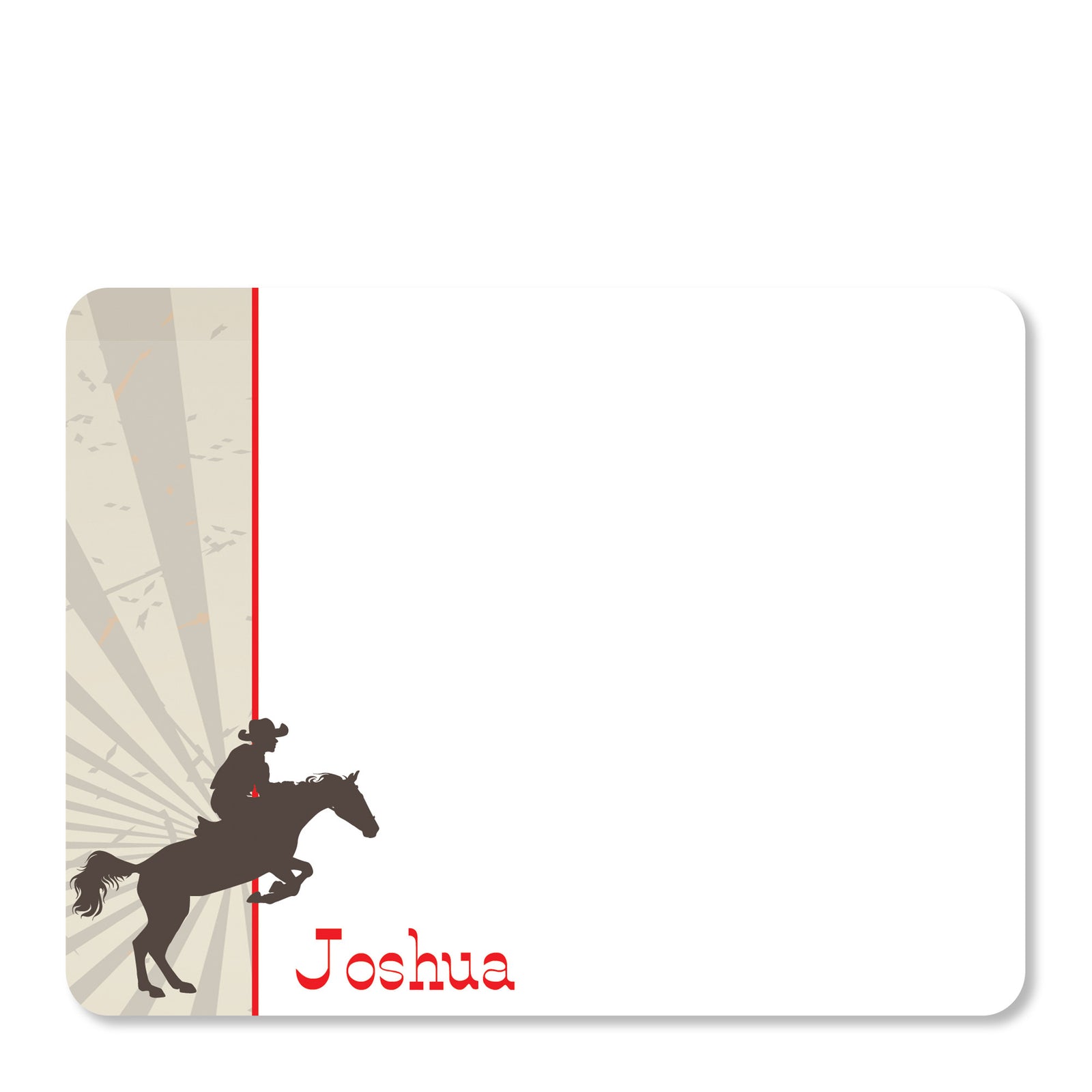 Cowboy and Horse Flat Notecard | Swanky Press | Red