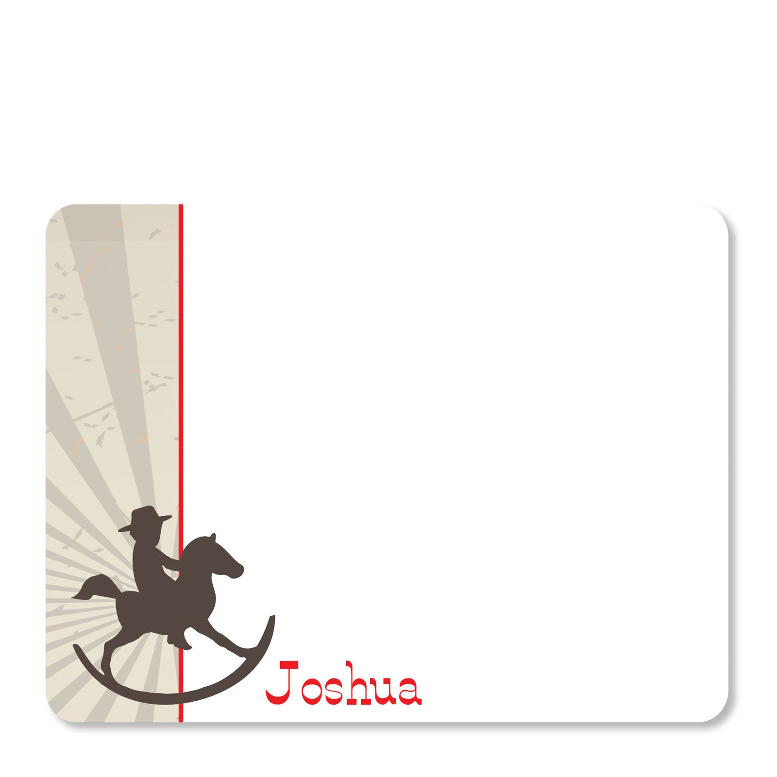Cowboy Rocking Horse Flat Notecard | Swanky Press | Red