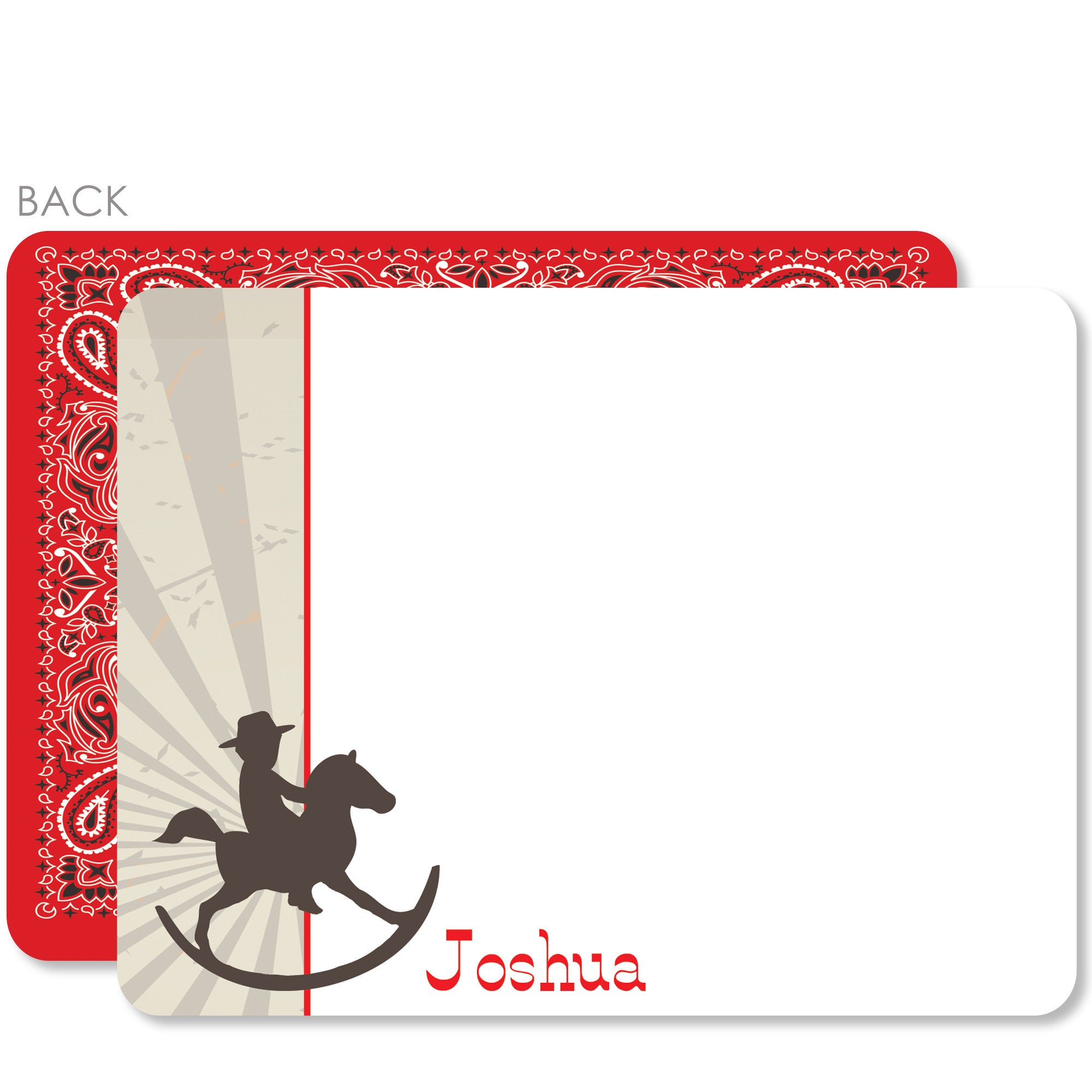Cowboy Rocking Horse Flat Notecard | Swanky Press | Red