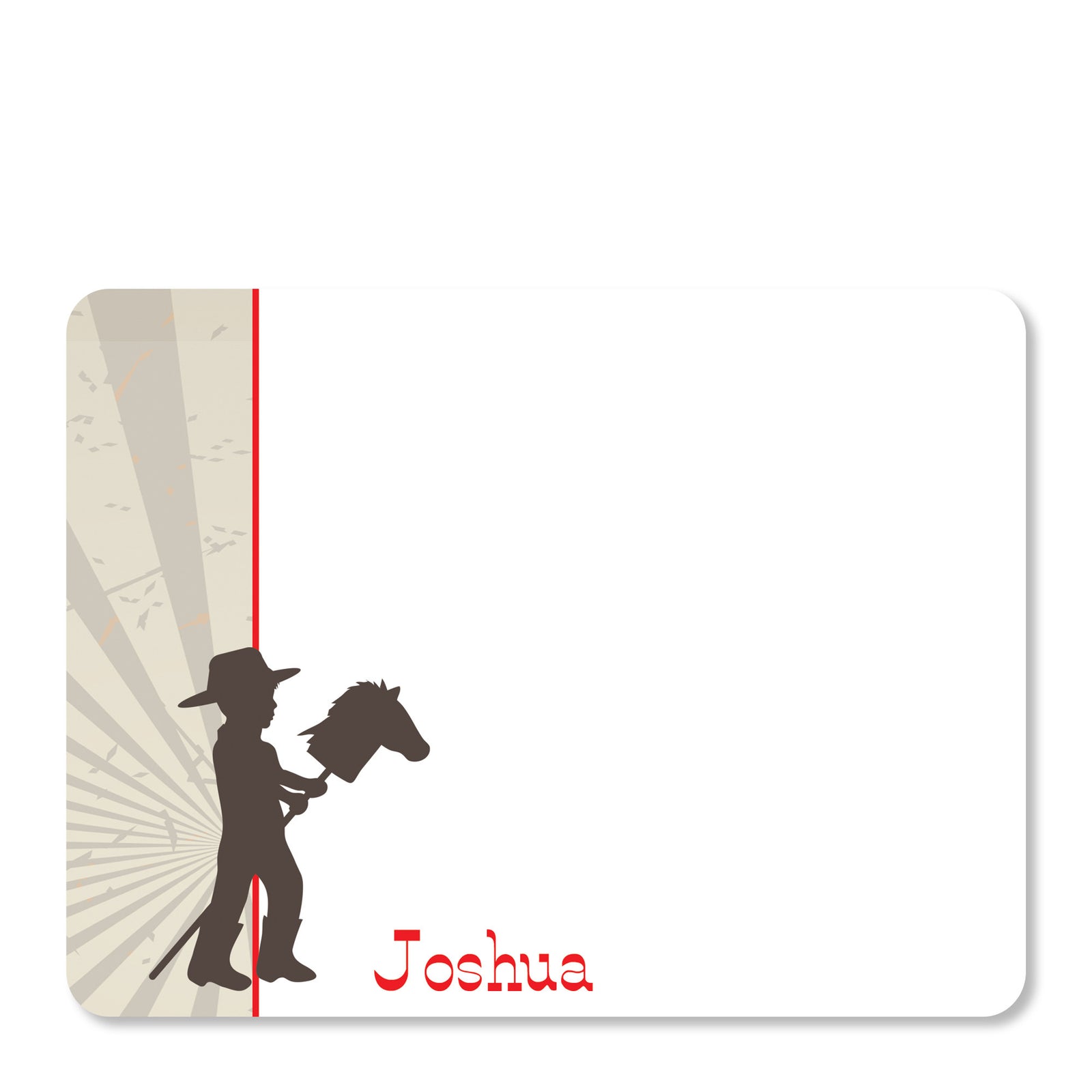 Cowboy Stick Horse Flat Notecard | Swanky Press | Red