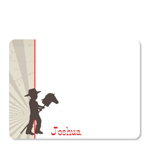 Cowboy Stick Horse Flat Notecard | Swanky Press | Front