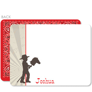 Cowboy Stick Horse Flat Notecard | Swanky Press | Red