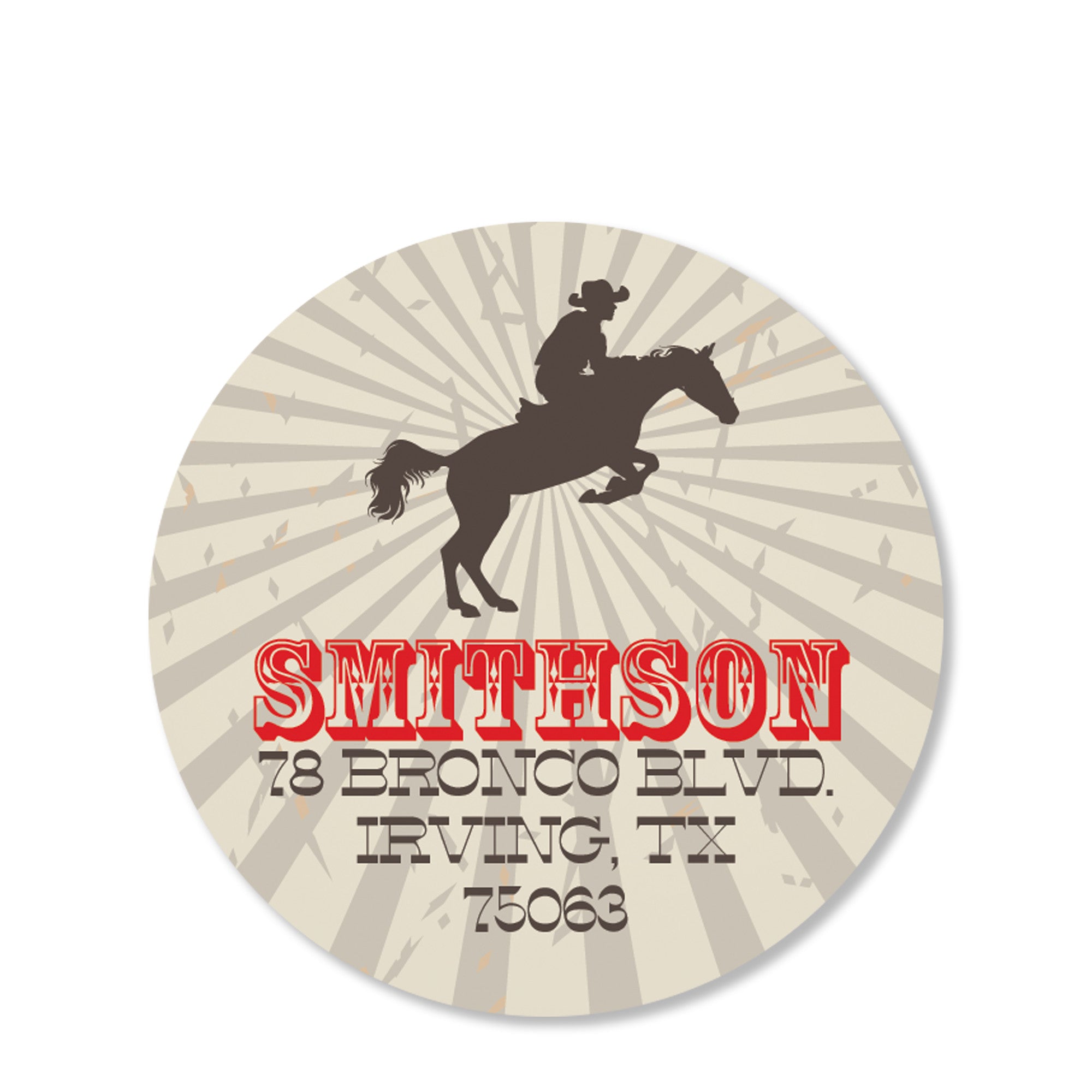 Cowboy and Horse Return Address Stickers, Red