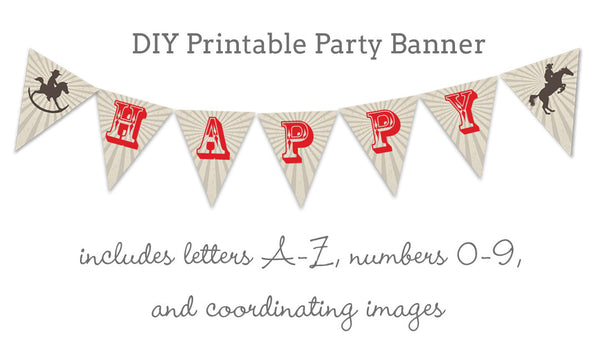 Diy Printable Party Banner - Red Cowboy Theme - Pipsy