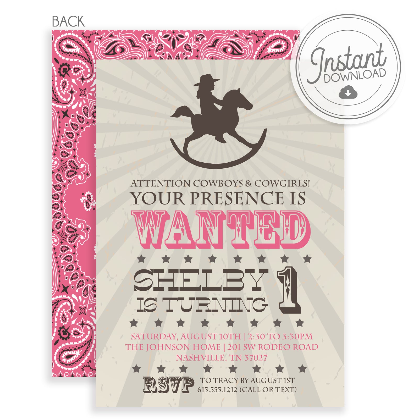 Cowgirl Birthday Invitation (DIY Printable)