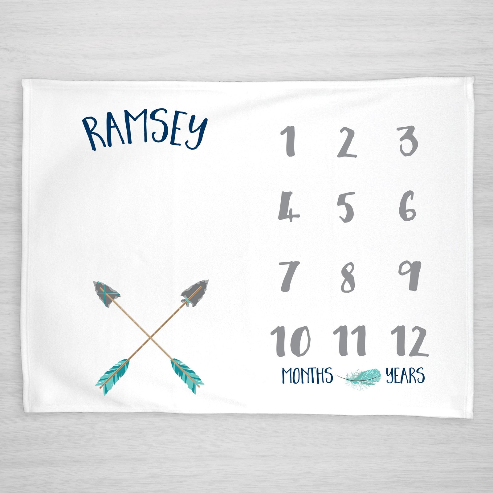 Crossed Arrows Personalized Milestone baby blanket