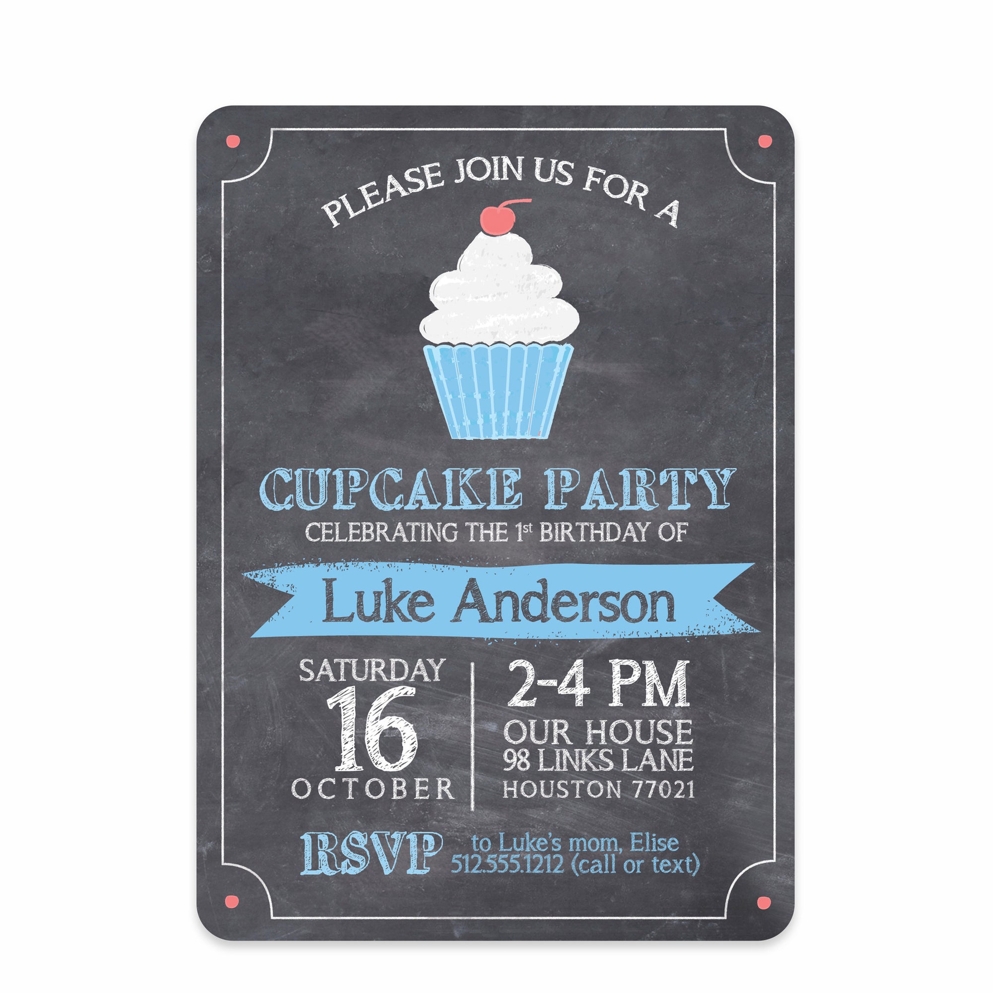 Cupcake Birthday Invitation | Pipsy.com | Blue