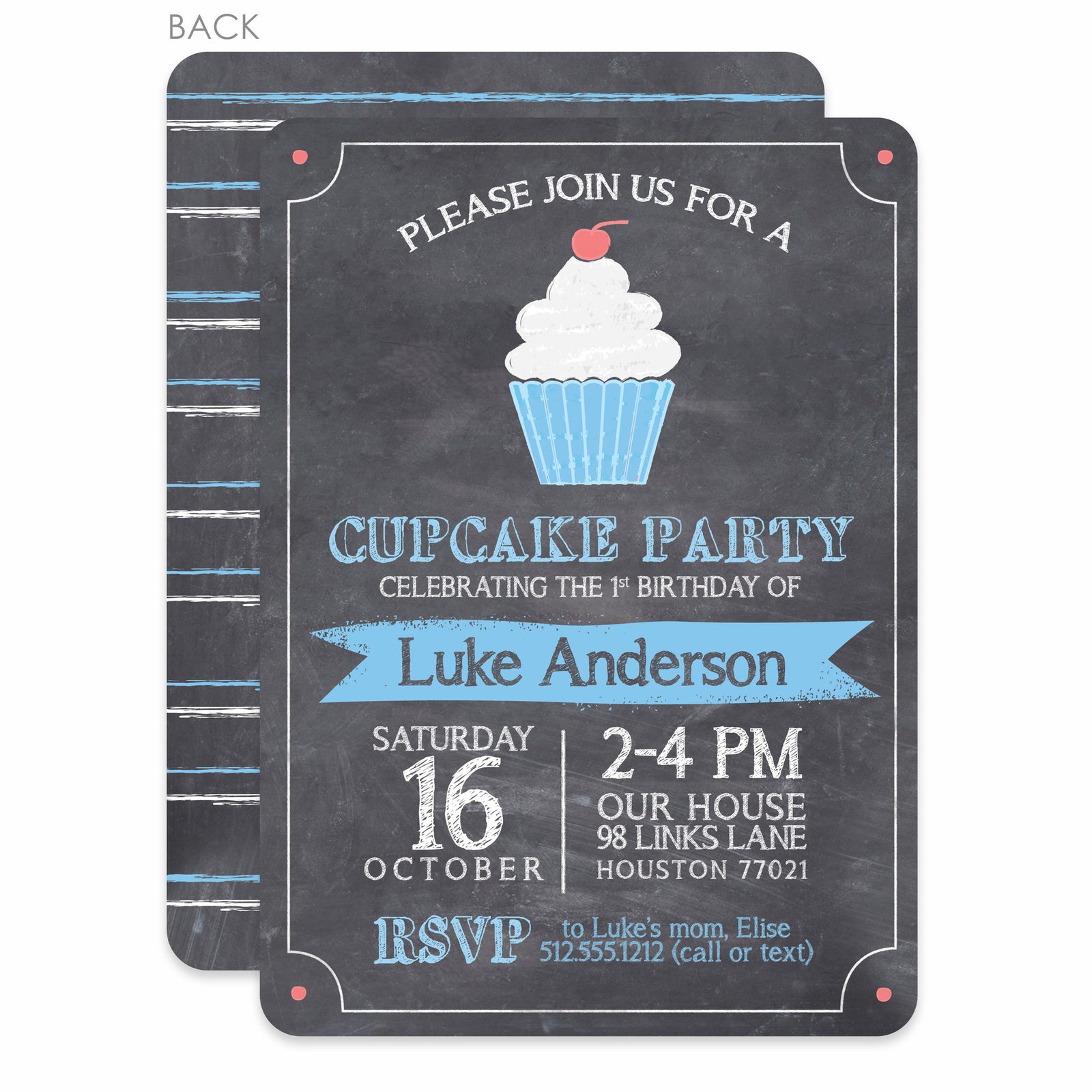 Cupcake Birthday Invitation | Pipsy.com | Blue