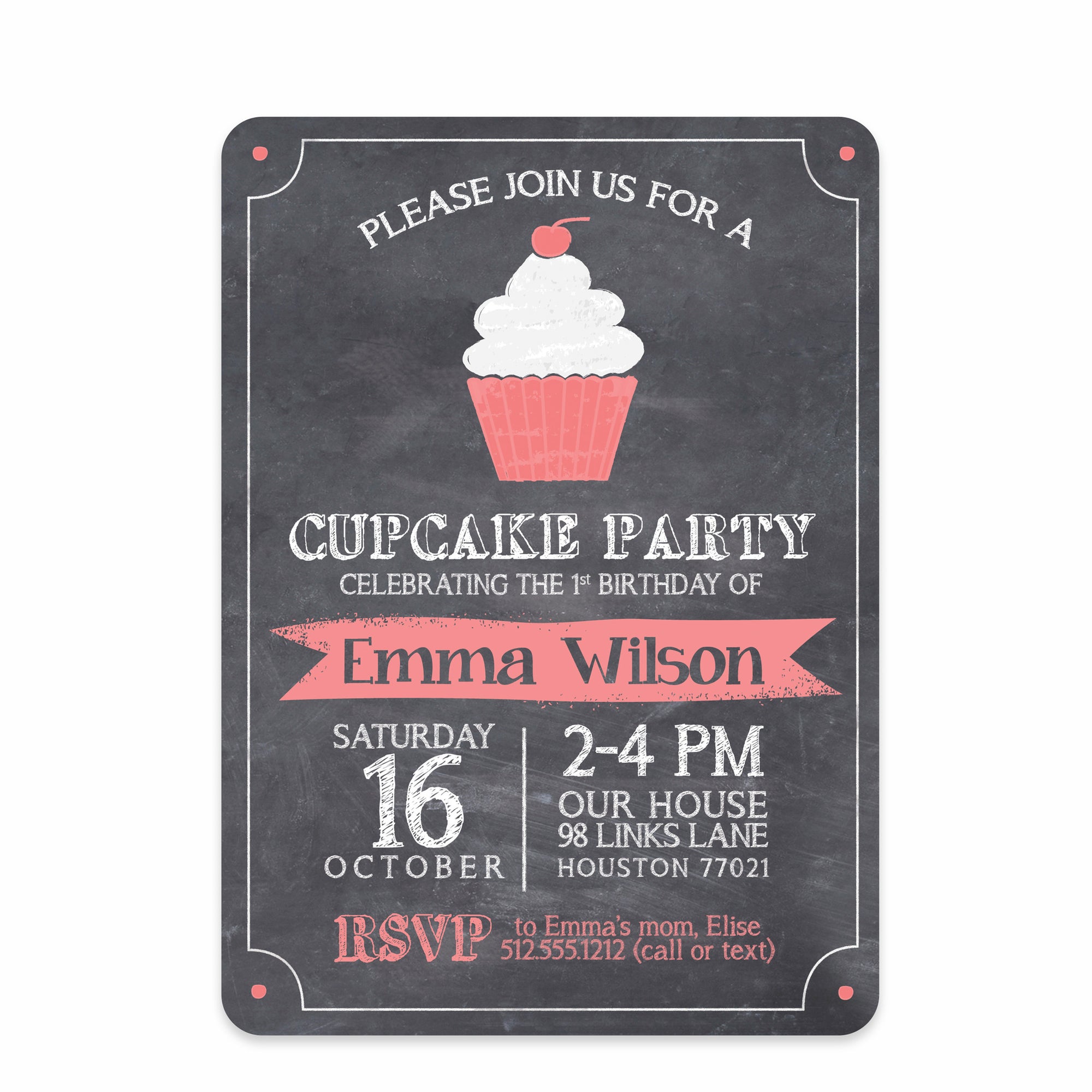 Cupcake Party Invitation | Pipsy.com | Pink