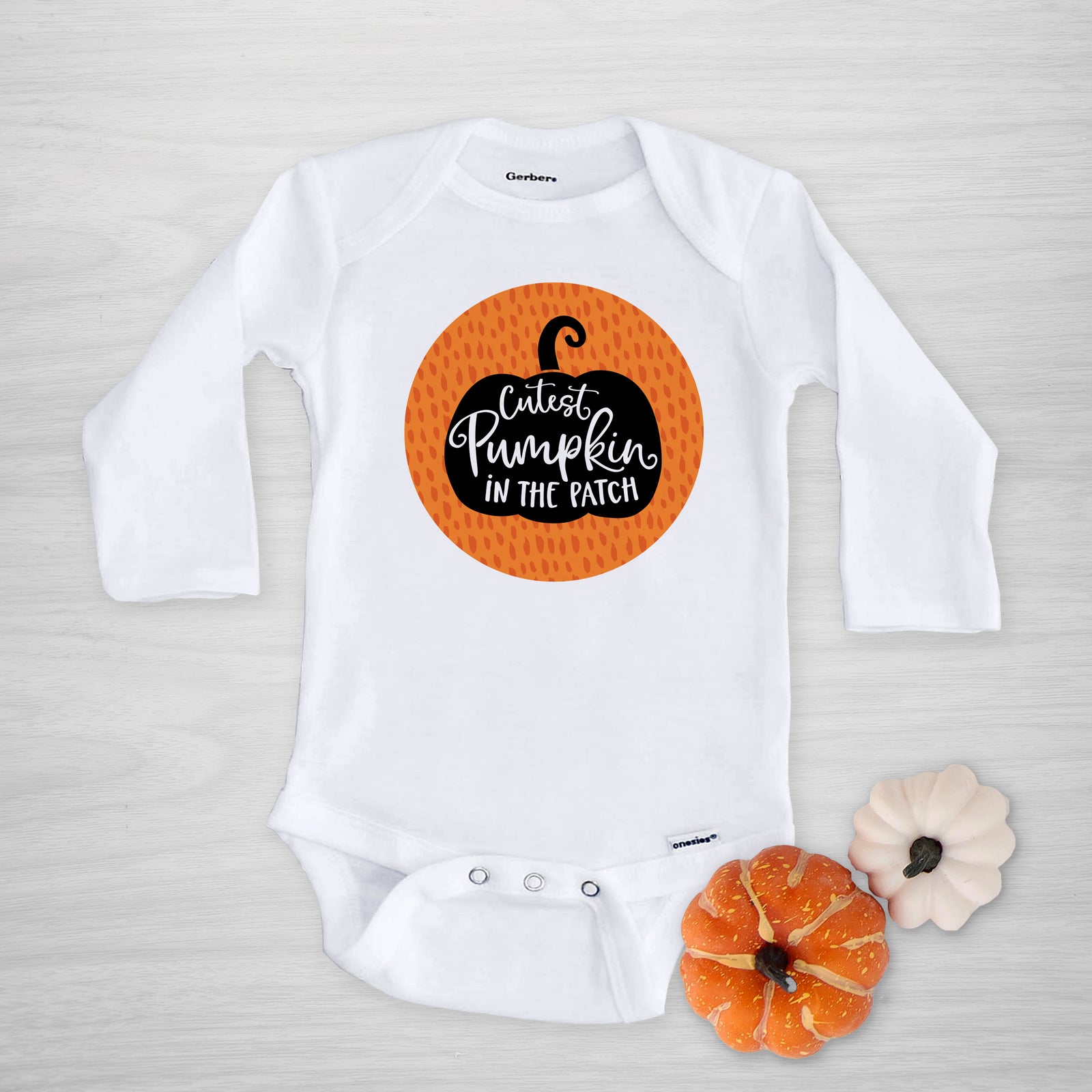 Cutest Pumpkin in the patch Gerber Onesie for fall, autumn, halloween, long sleeved