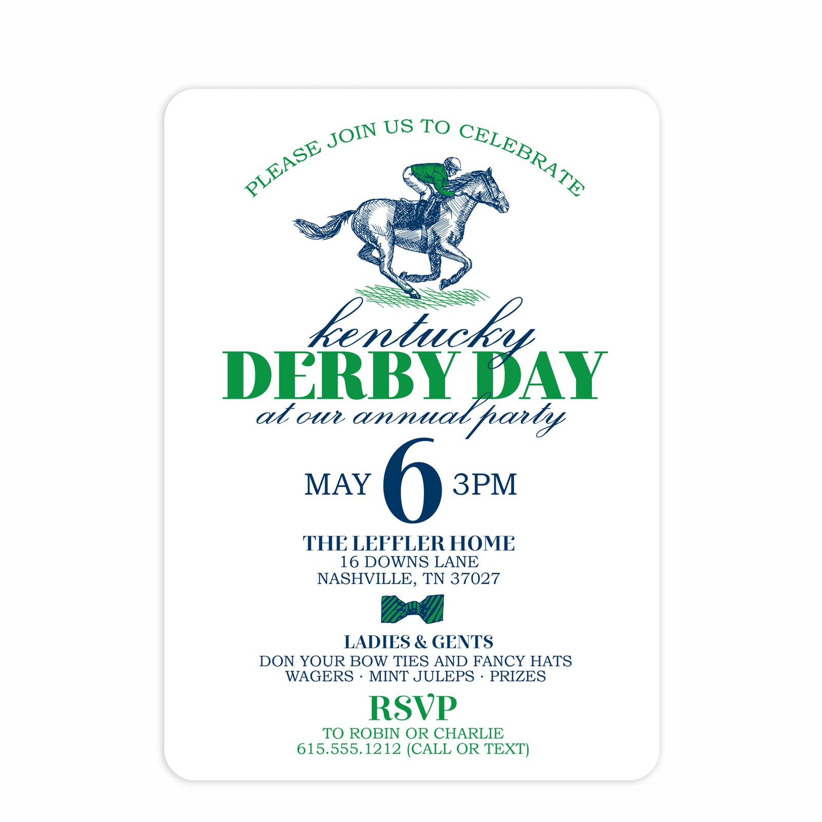 Kentucky Derby Day Invitation, Vintage Sketch with Diamond Pattern, Pipsy.com