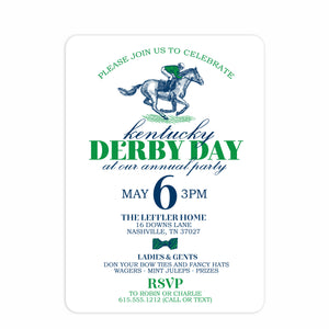 Kentucky Derby Day Invitation, Vintage Sketch with Diamond Pattern, Pipsy.com, front view