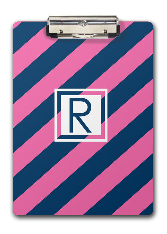Hot pink and blue diagonal stripes with white accent for initial clipboard