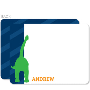 Dinosaur Party Flat Notecard | Swanky Press | Blue & Green