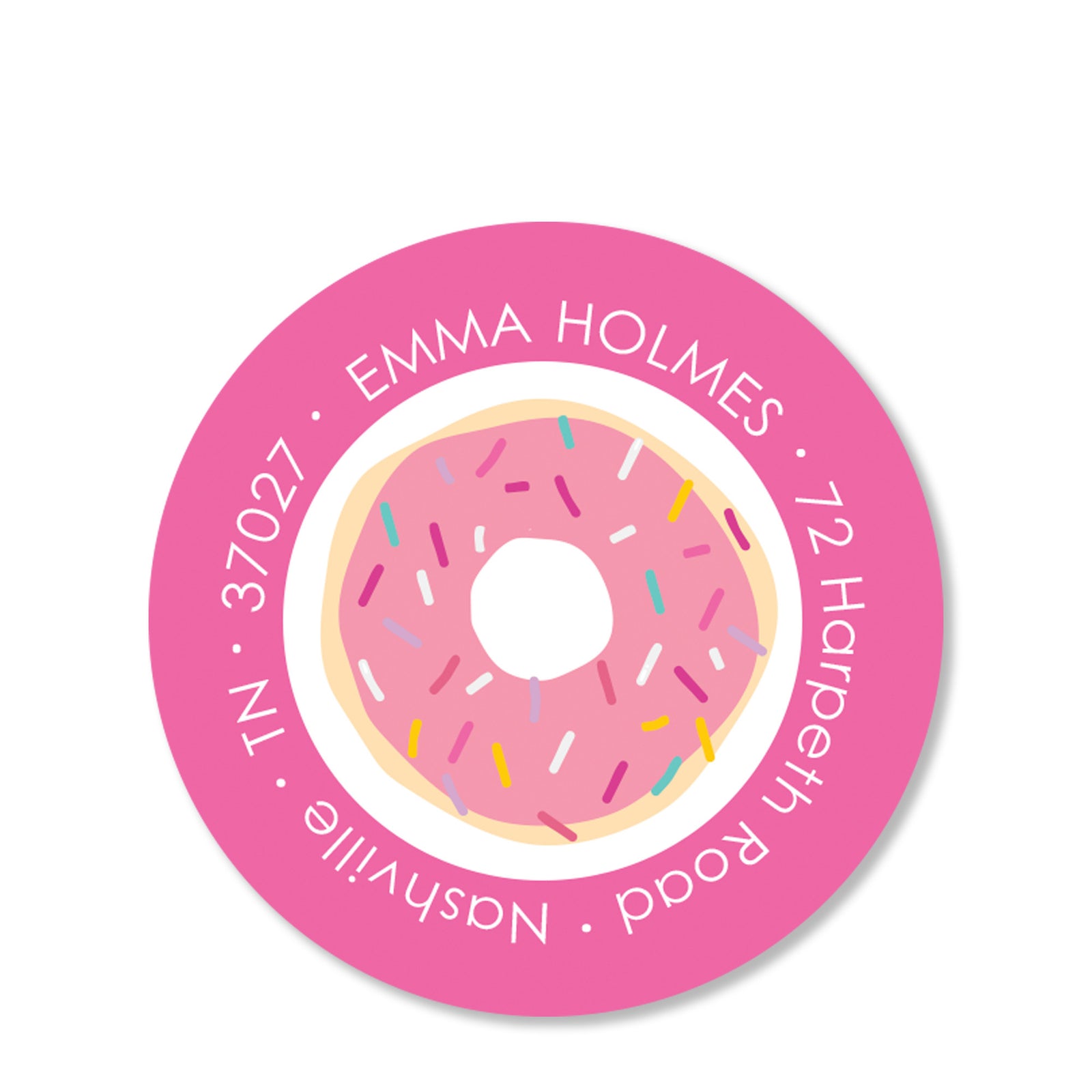 Donut Return Address Stickers (Pink)