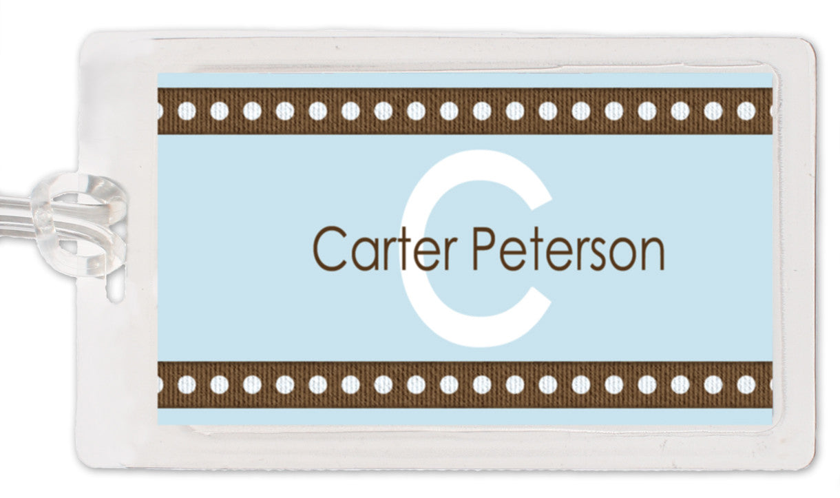 Dotted Ribbon Boy Bag Tag